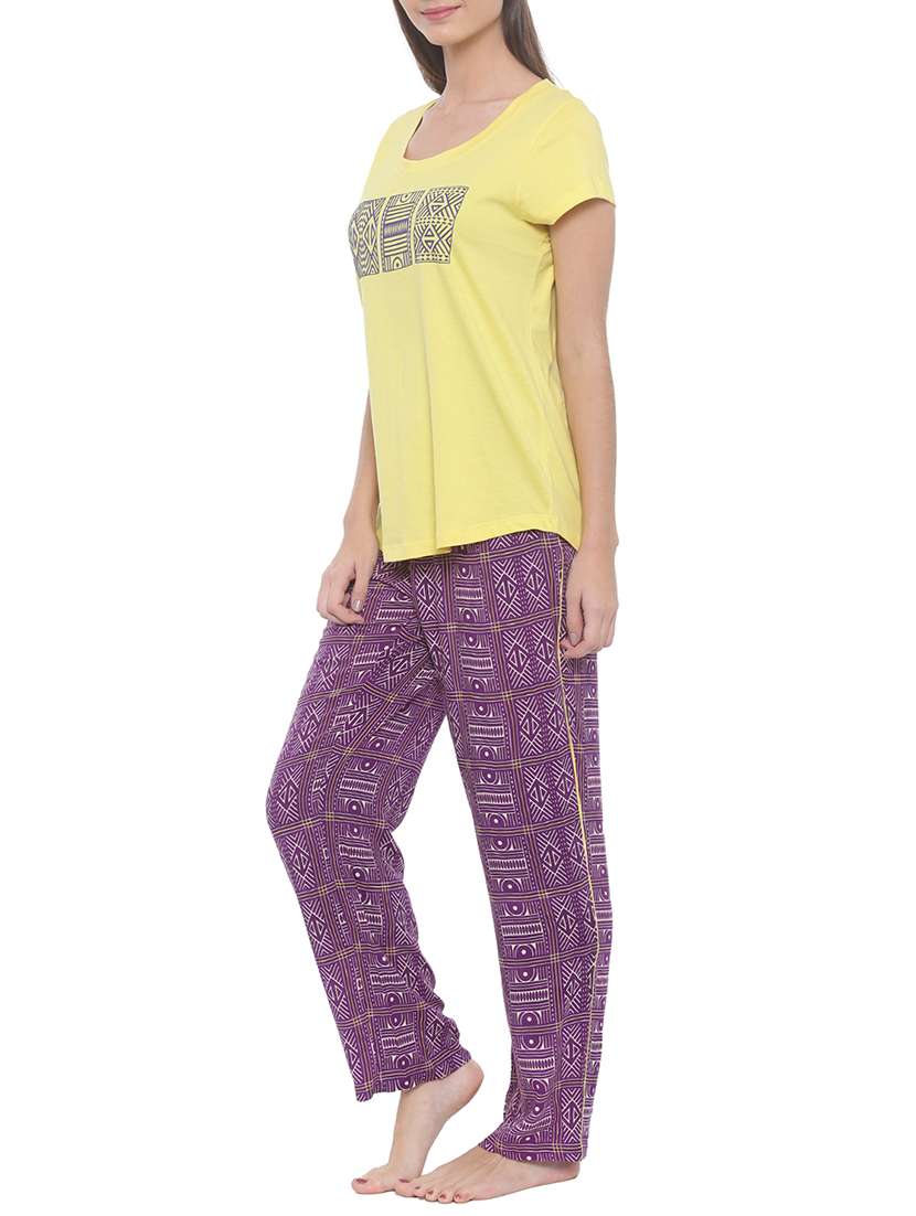 yellow cotton nightwear set - 15188509 - Standard Image - 1