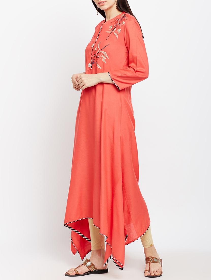asymmetric embroidered kurta - 15189573 -  Standard Image - 1