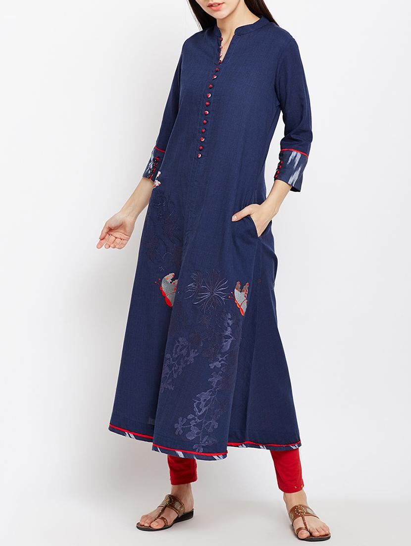 a-line embroidered kurta - 15189579 -  Standard Image - 1
