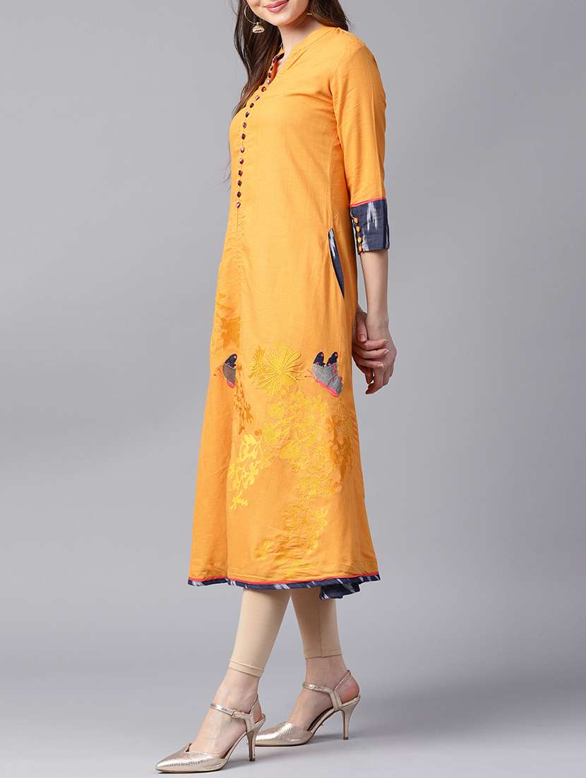 a-line slit embroidered kurta - 15189580 -  Standard Image - 1