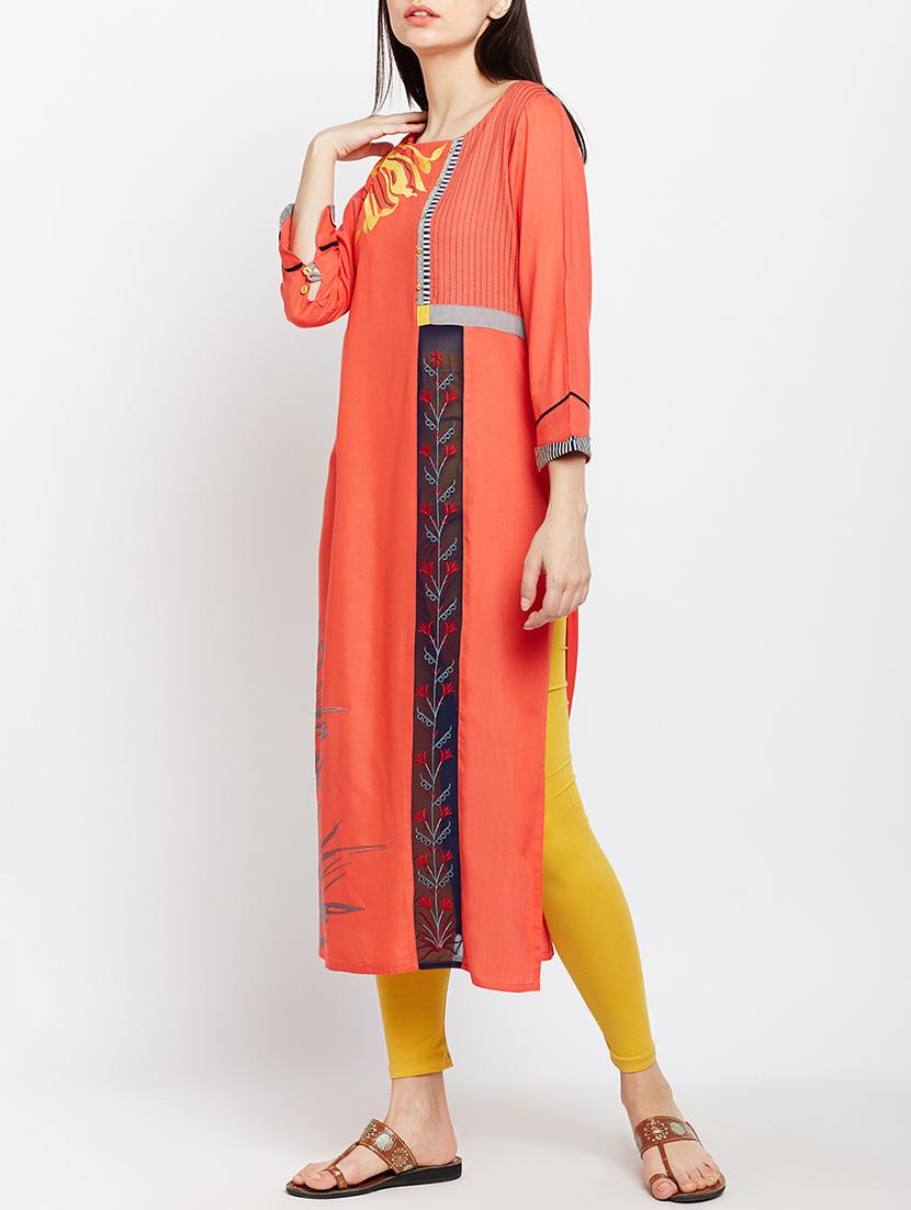 straight embroidered kurta - 15189581 - Standard Image - 1