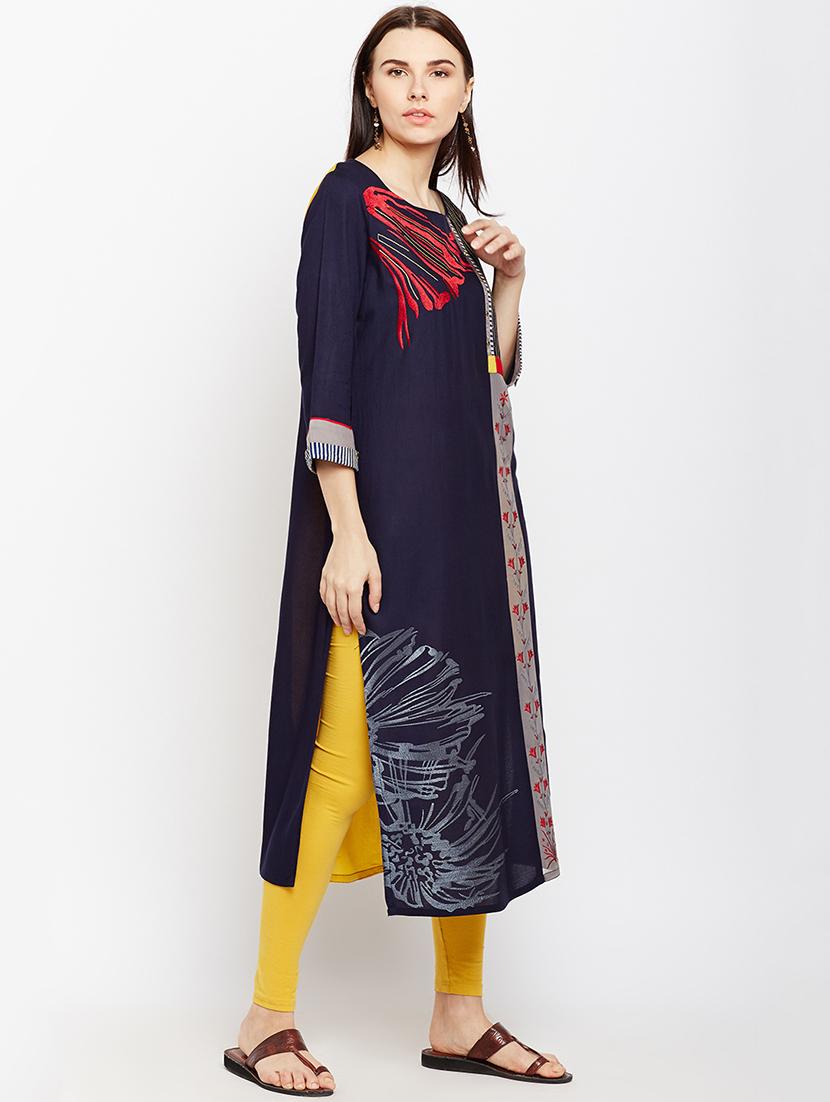 embroidered straight kurta - 15189583 - Standard Image - 1