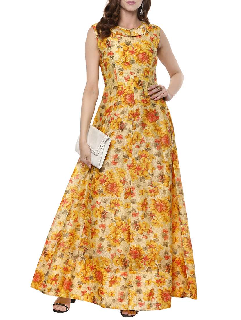 floral chanderi anarkali kurta