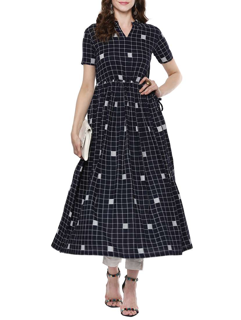 flared checkered kurta