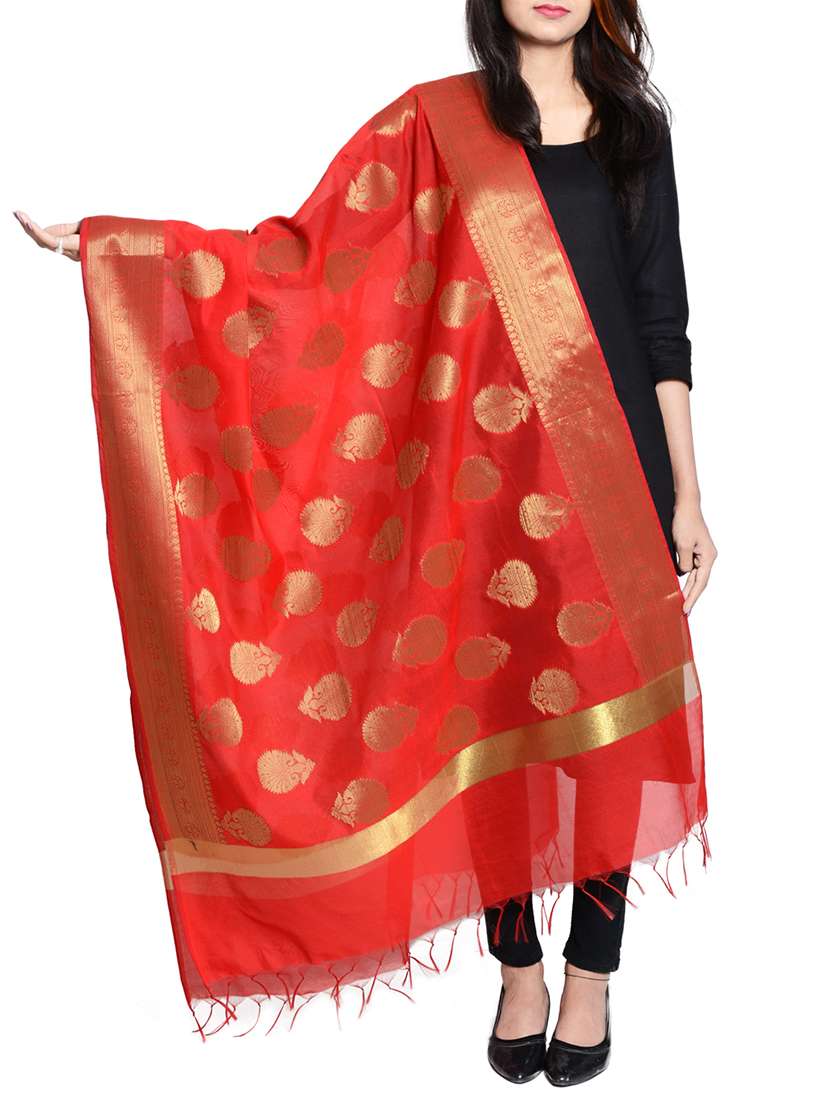 red chanderi dupatta