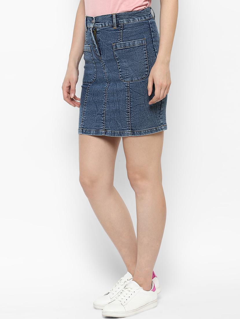 blue denim skirt - 15191781 - Standard Image - 1