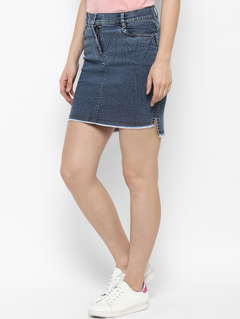 blue denim frayed skirt - 15191788 -  Standard Image - 1