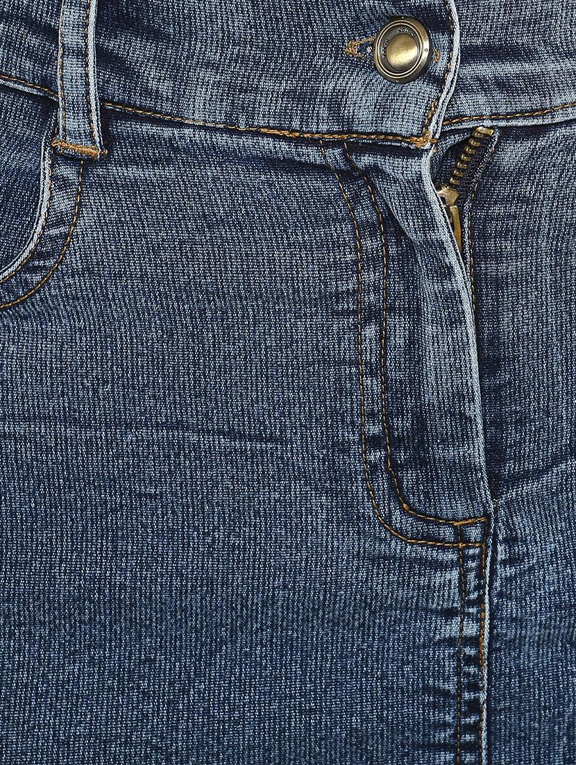 blue denim frayed skirt - 15191788 - Standard Image - 4