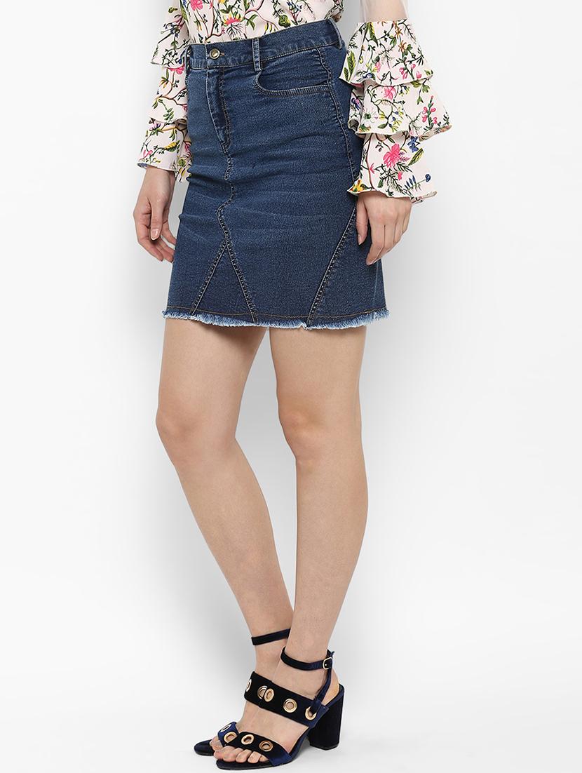 blue denim frayed skirt - 15191789 -  Standard Image - 1