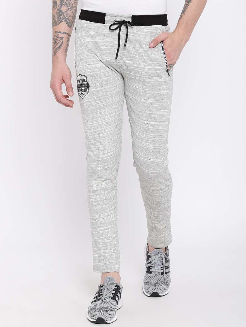 grey cotton full length track pant