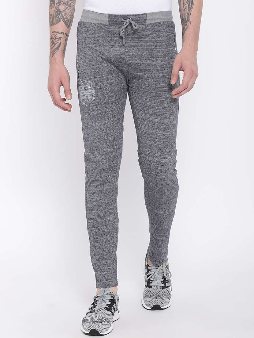 grey cotton full length track pant