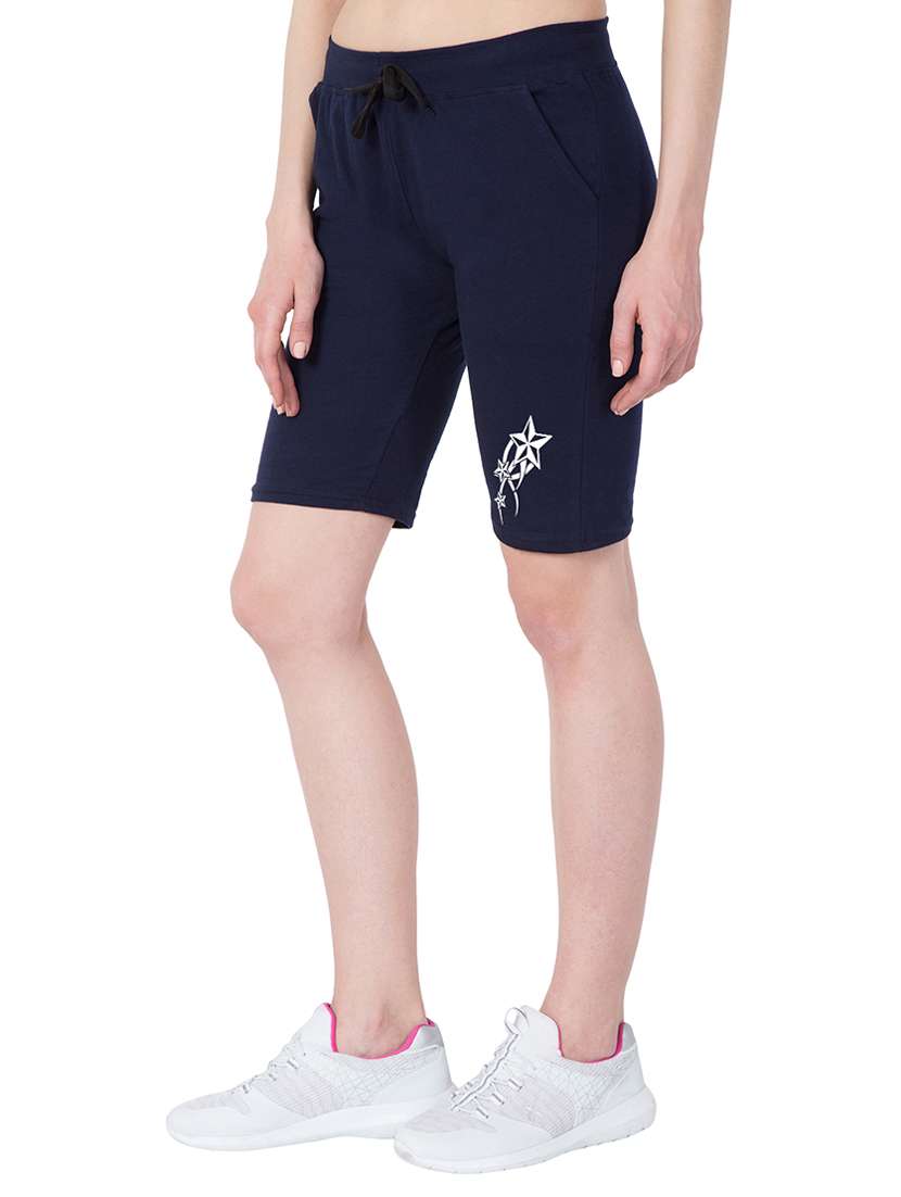 navy blue solid cotton shorts - 15192148 - Standard Image - 1