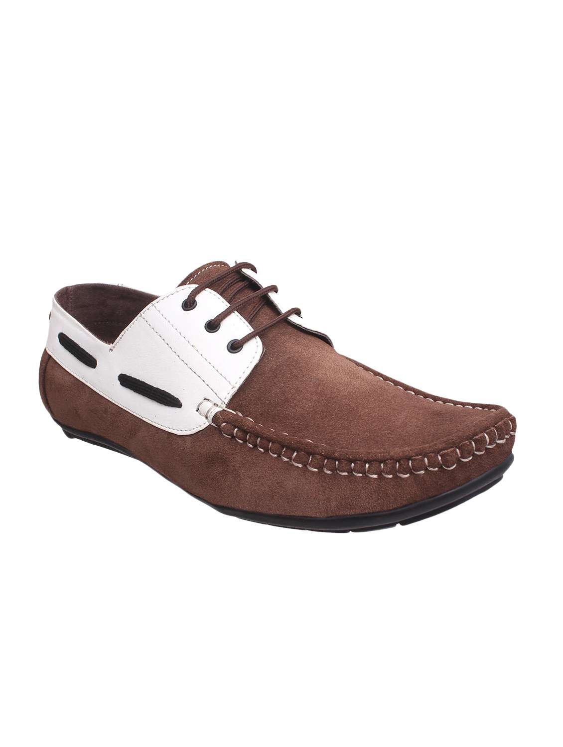 brown suede lace up boatshoe