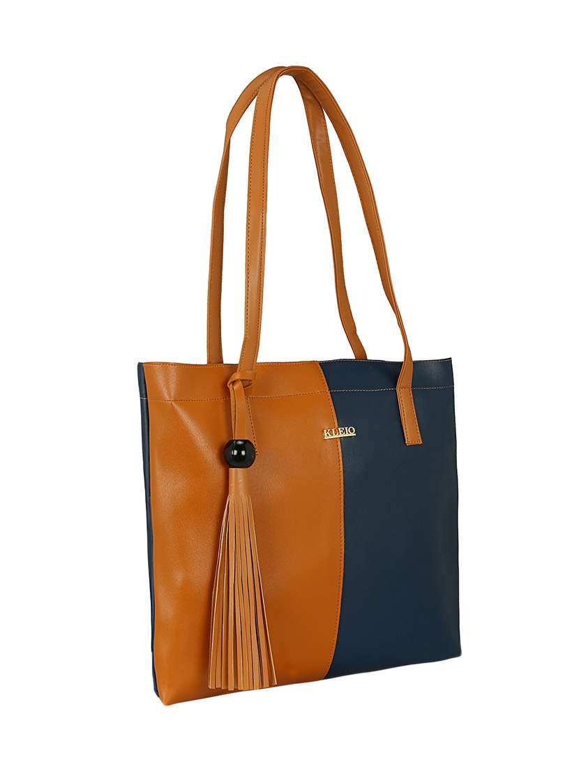 tan leatherette (pu) combo tote - 15193827 -  Standard Image - 4