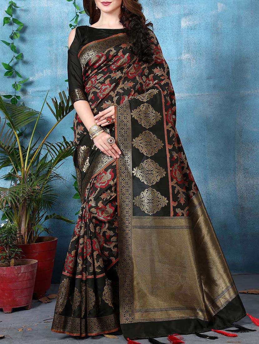 delicate golden zari woven  saree with blouse