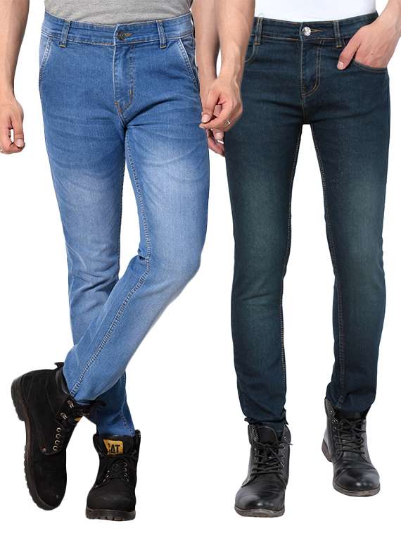 multi colored denim washed jeans (set of 2)