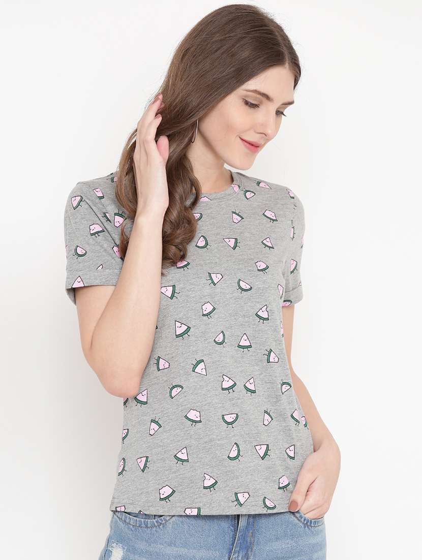 grey printed cotton tee