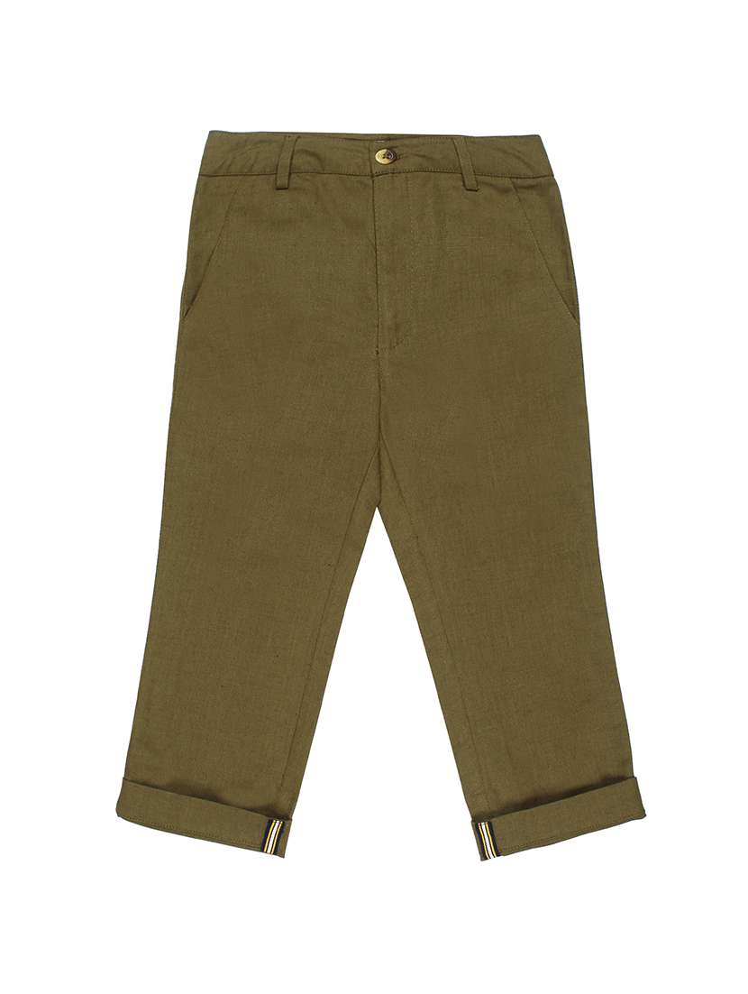green cotton blend casual chinos