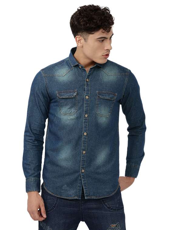 blue cotton casual shirt
