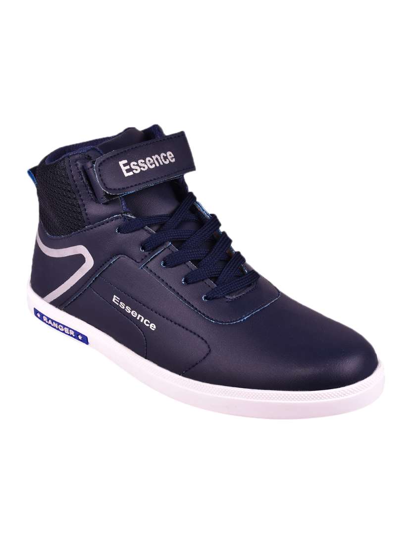 blue leatherette lace up sneaker