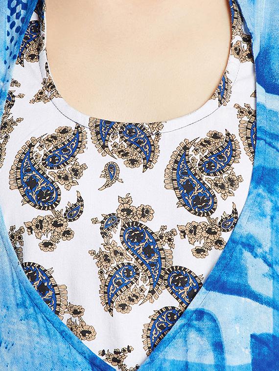 blue rayon layered kurta - 15201845 - Standard Image - 4