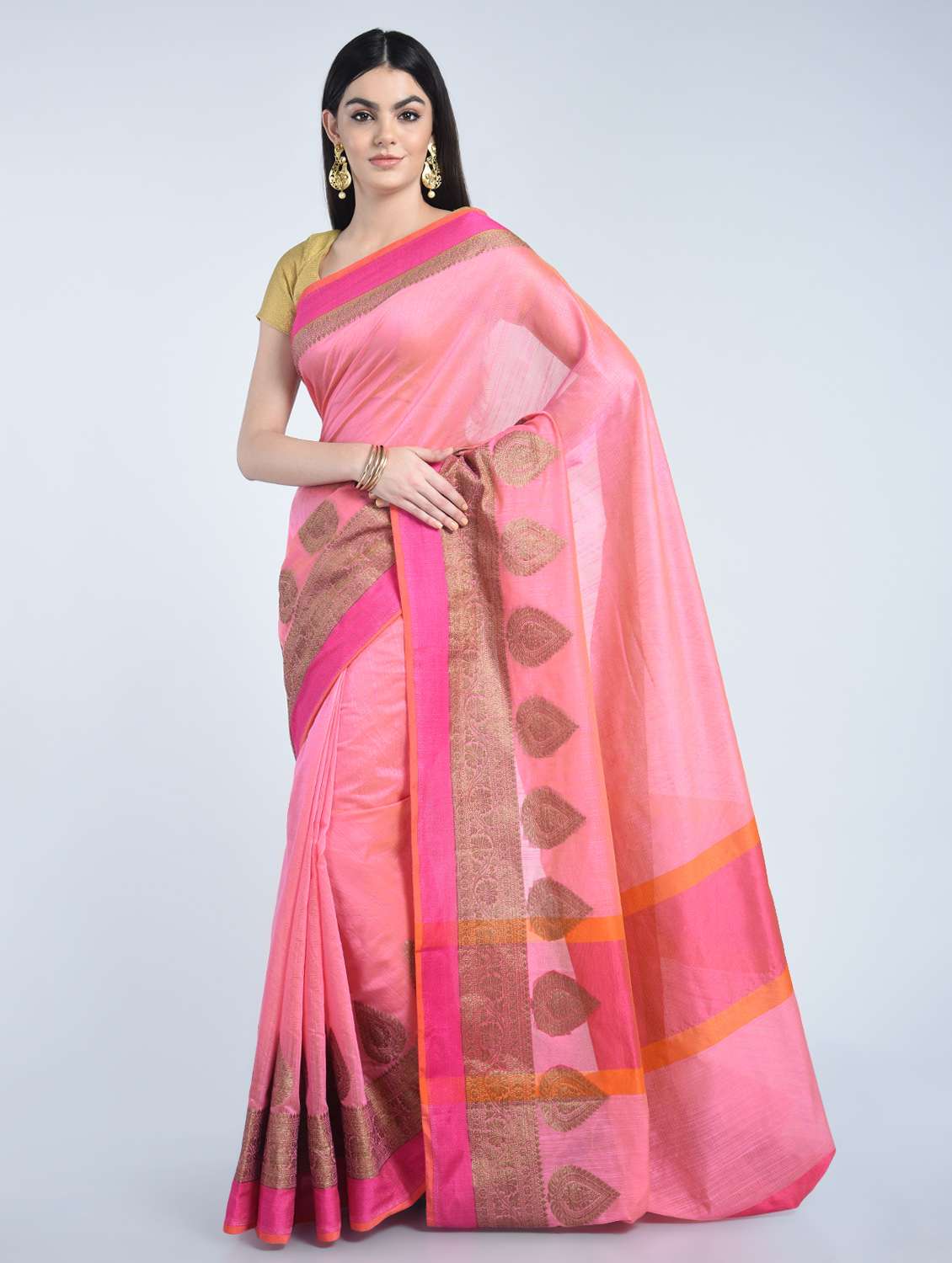 zari bordered saree with blouse