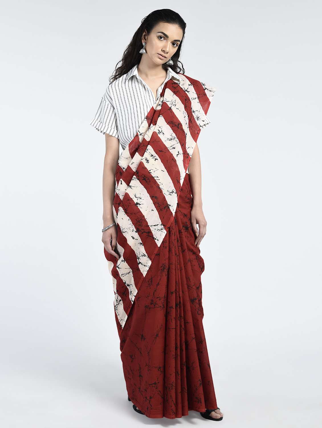 chevron printed saree with blouse