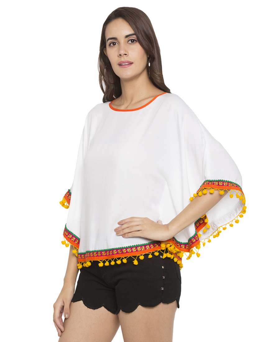 white solid viscose summer poncho - 15205513 - Standard Image - 1