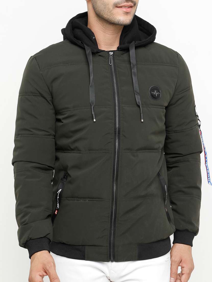 green polyester quilted jacket