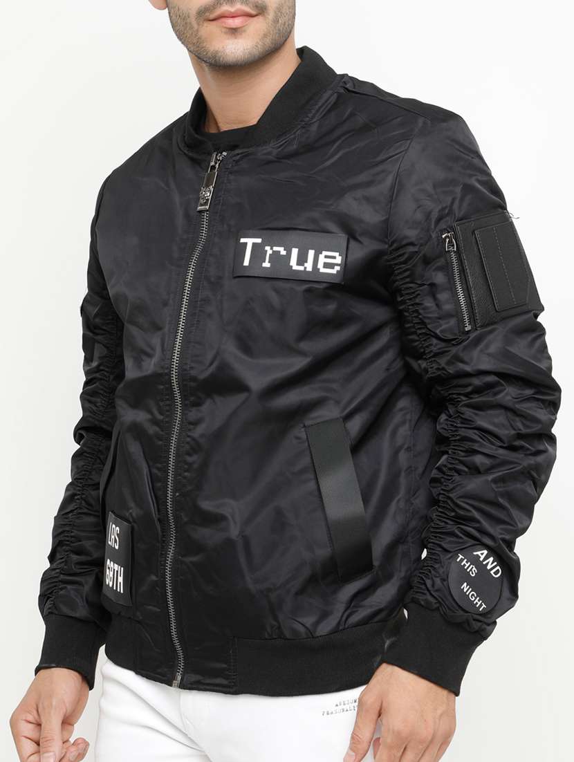black polyester bomber jacket - 15207379 -  Standard Image - 1
