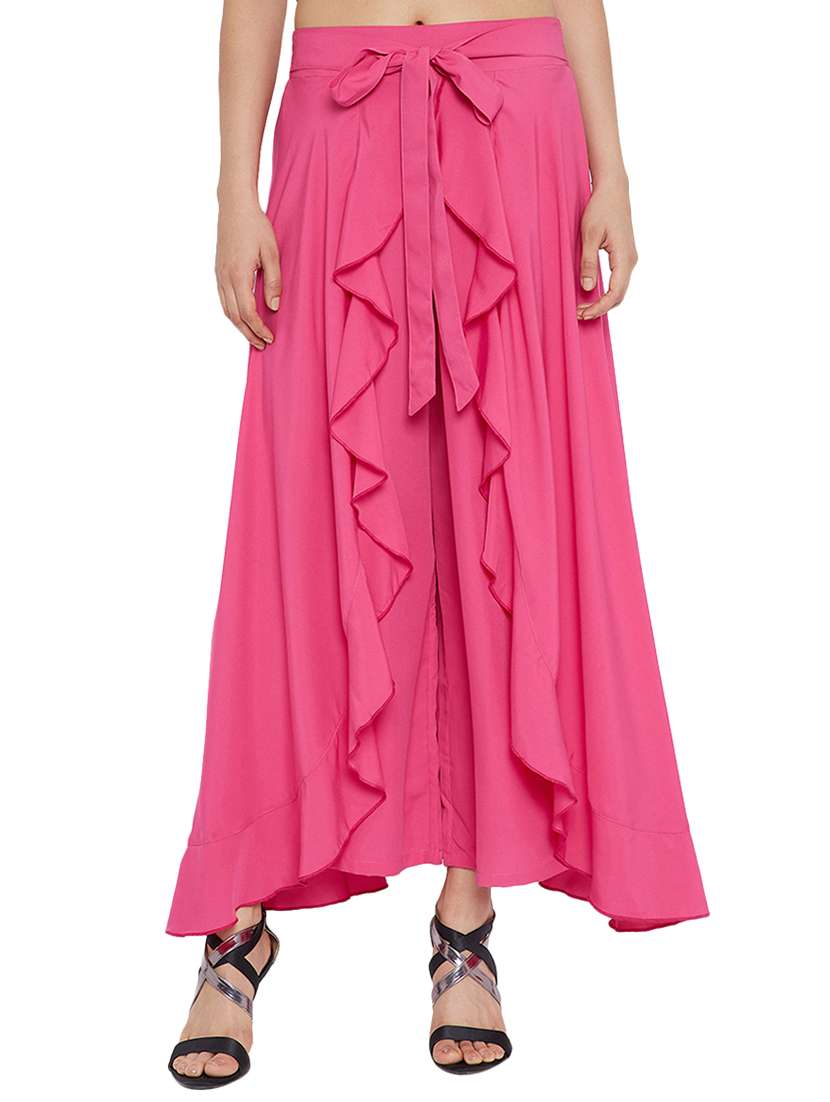 tie front ruffled palazzo 