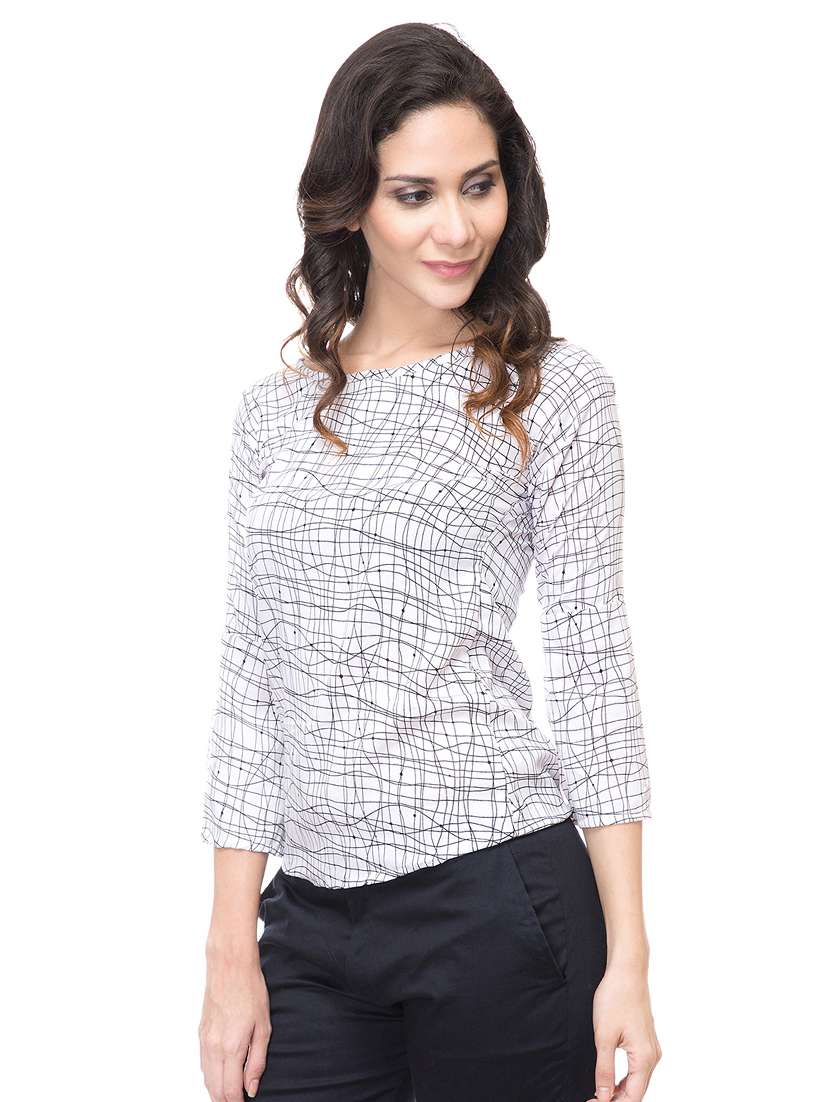 women's straight round neck top - 15213403 - Standard Image - 1