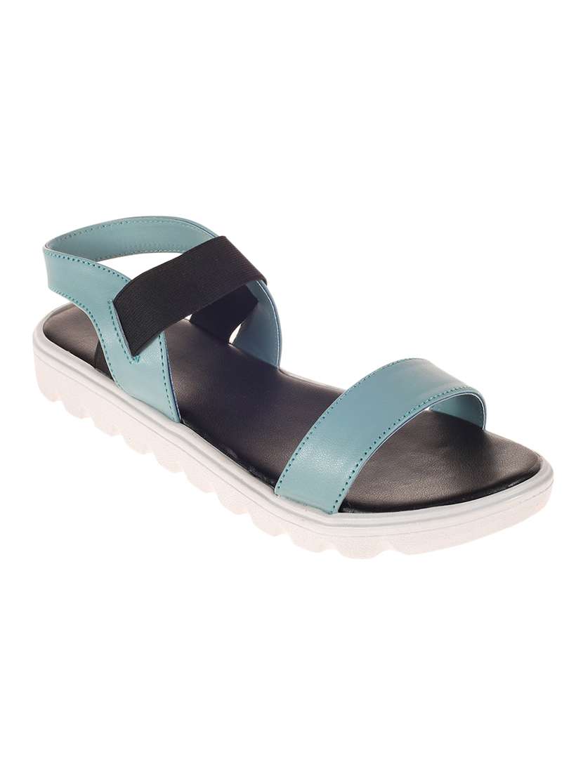 blue faux leather back strap sandals