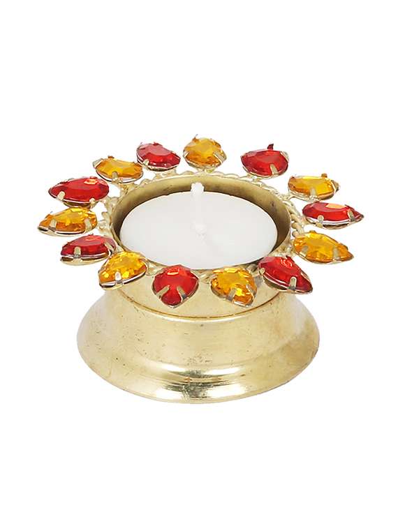 red & yellow tea light candle holder
