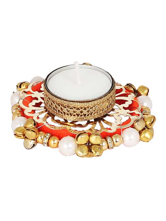 orange tea light candle holder