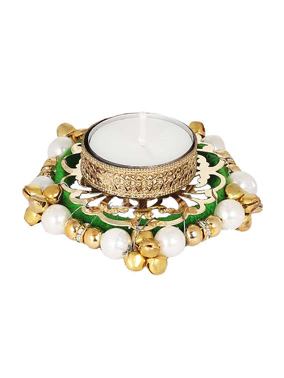 green tea light candle holder