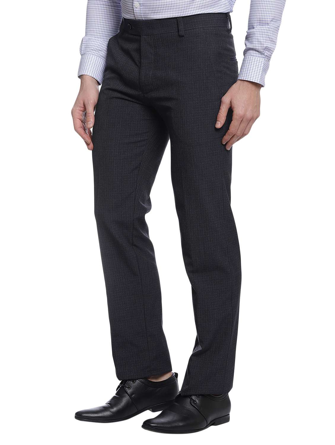 grey cotton flat front formal trouser - 15216198 - Standard Image - 1
