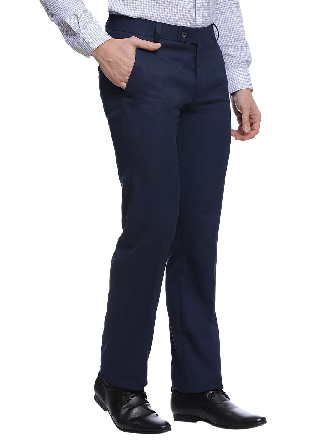 blue cotton flat front formal trouser - 15216200 -  Standard Image - 1