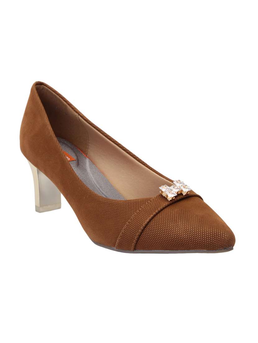 brown slip on pump