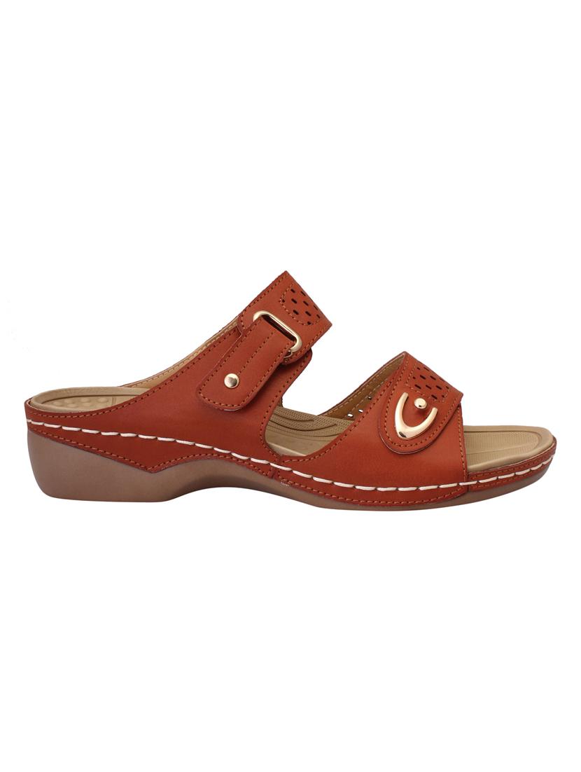 brown leatherette slippers - 15216285 - Standard Image - 1
