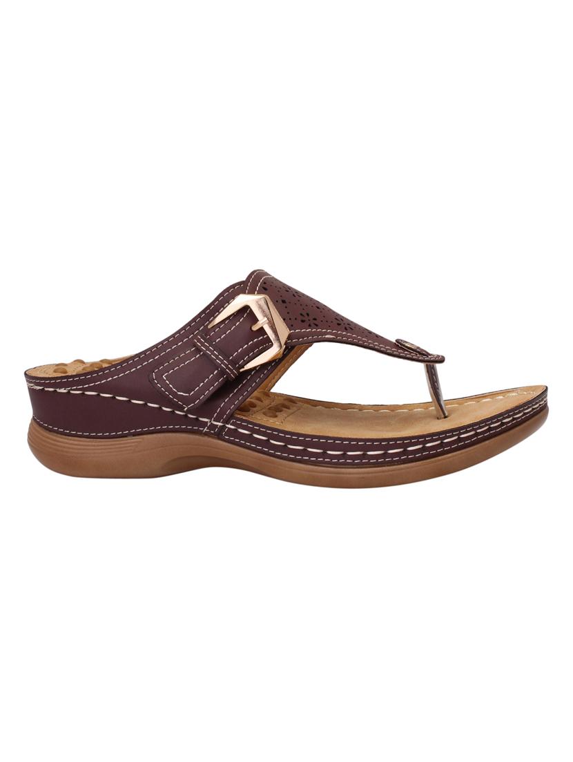 maroon  leatherette slippers - 15216303 -  Standard Image - 1