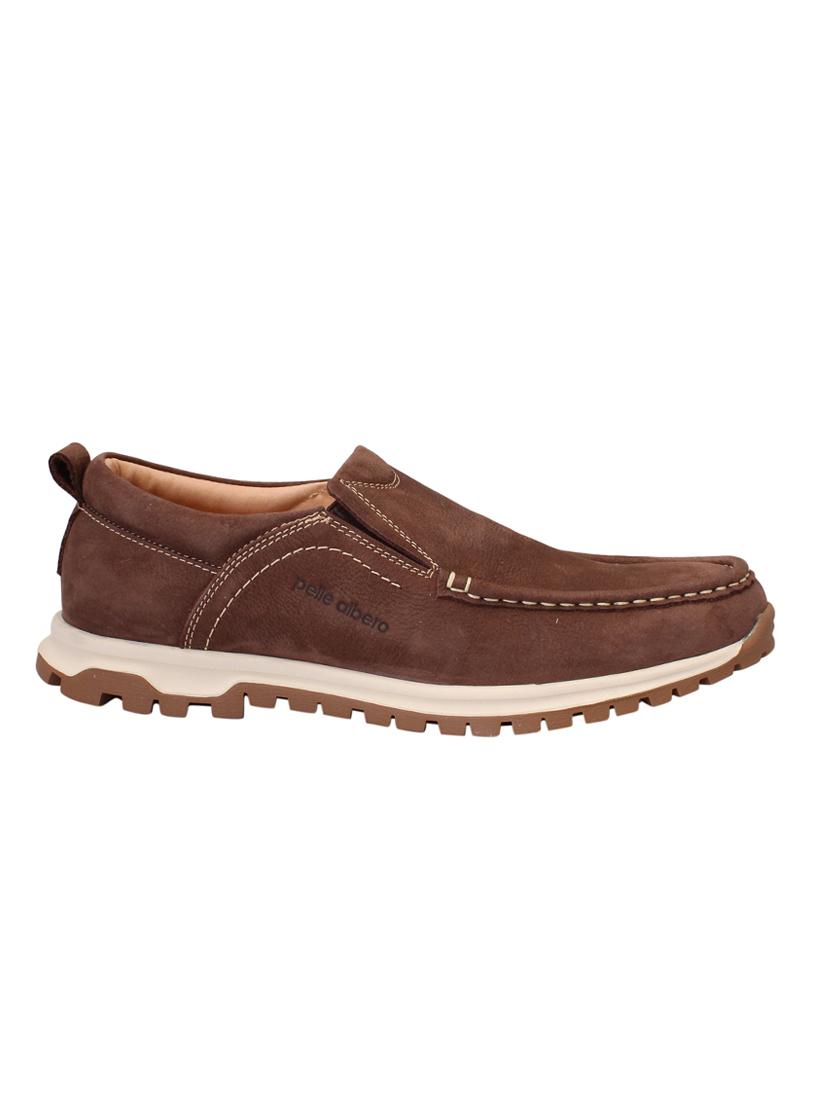 brown leatherette casual slipons - 15216925 - Standard Image - 1