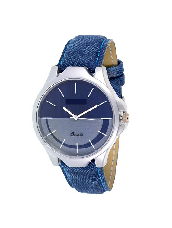 jay creation blue leather belt men's analog watch