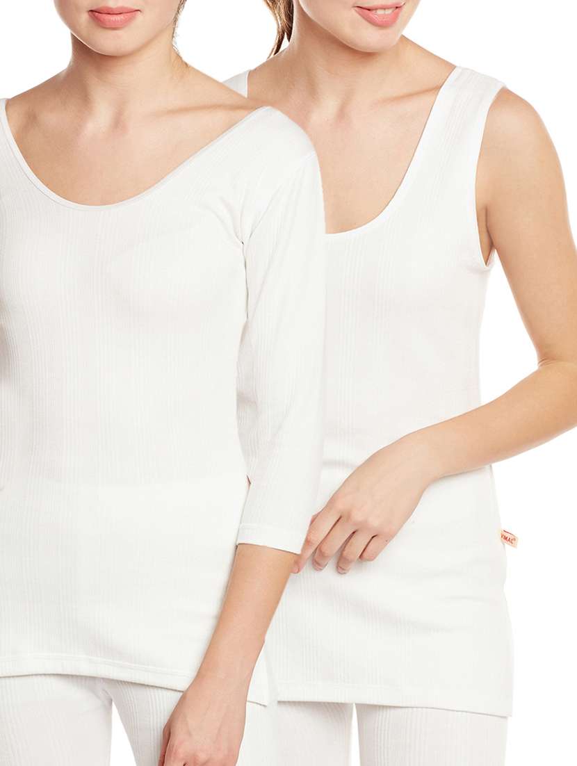 set of 2 white cotton thermal top