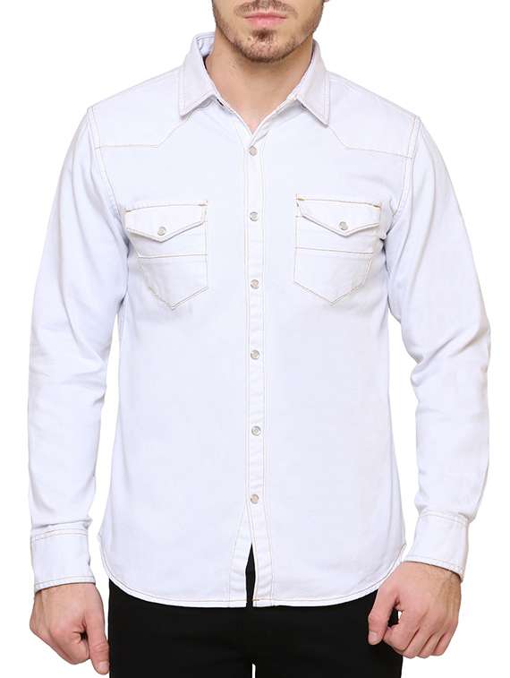 white denim casual shirt