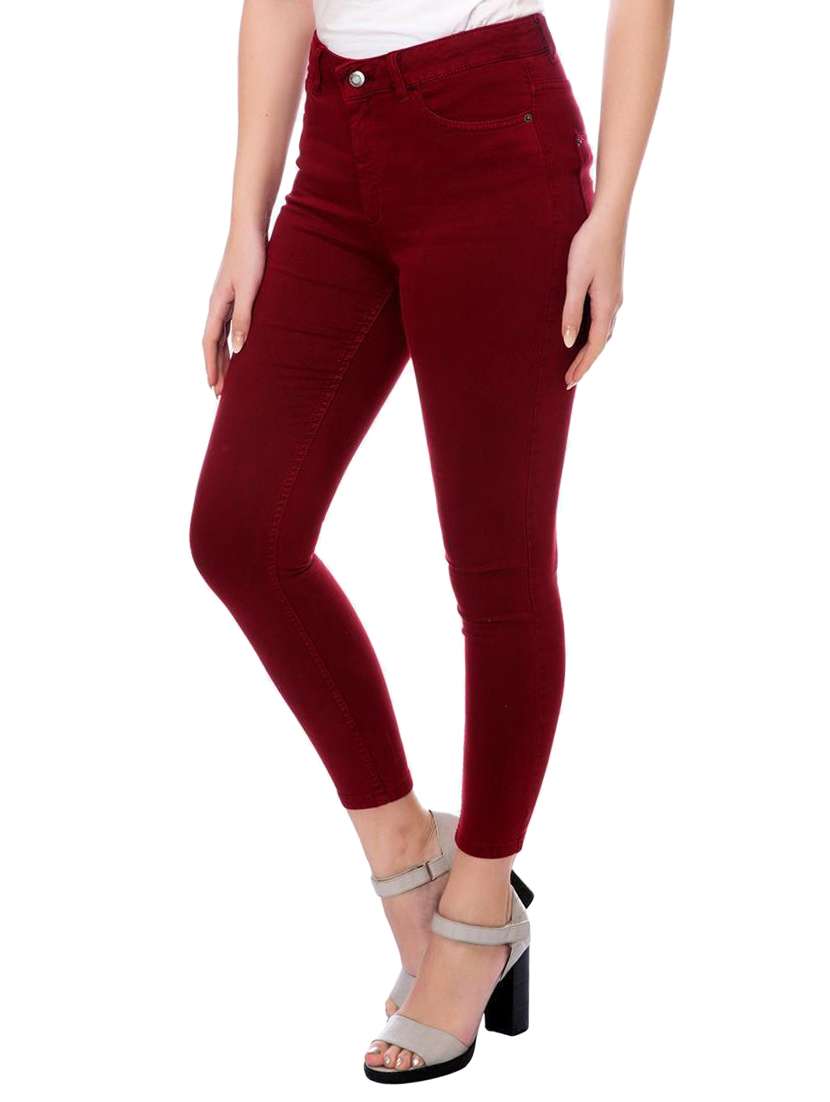 maroon denim jeans - 15219560 -  Standard Image - 1