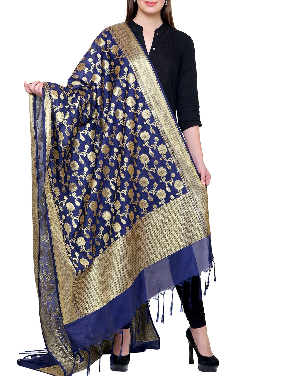 blue silk dupatta