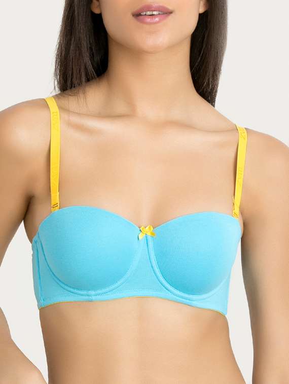 contrast detail bow patch balconette bra