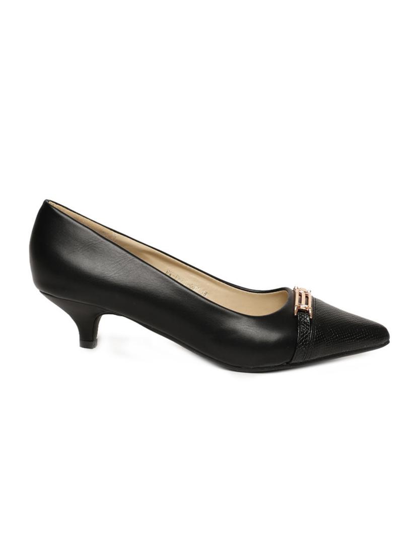 black pu slip on pumps - 15224606 -  Standard Image - 1