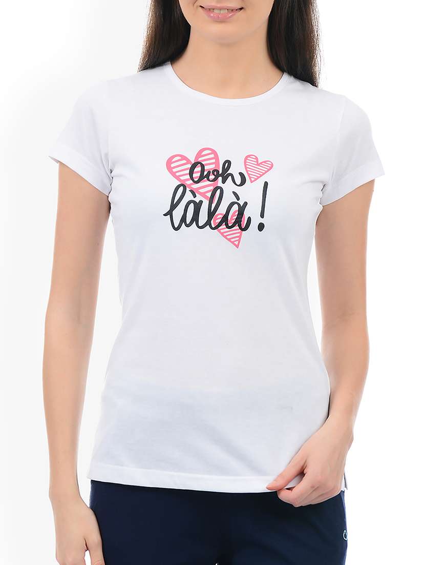 white slogan printed tee